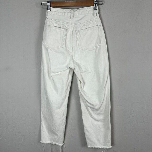Love,‎ Bonito Aurelie High Rise Straight Crop Jeans Size 24 Ivory Cream Raw Hem - Picture 6 of 13